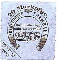 Ein Fahrschein der FTG von 1875, das Hufeisen symbolisiert den Pferdebetrieb