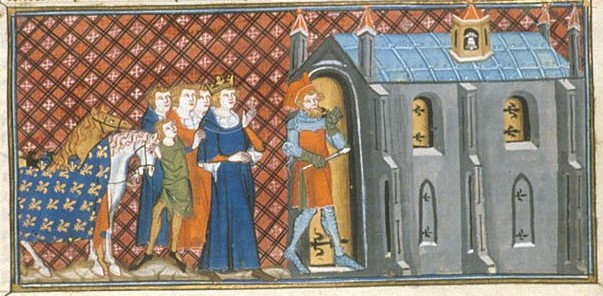 Louis VI of France visiting St. Denis (14th century illustration)