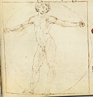 One of Francesco di Giorgio Martini's three attempts at creating the ideal 'Vitruvian Man'