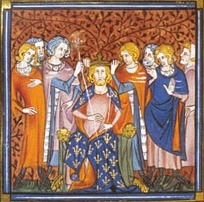 Krönung Ludwigs V., Darstellung aus dem 14. Jahrhundert, Grandes chroniques de France