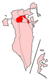 Map of Bahrain showing Al Mintaqah al Wusta municipality