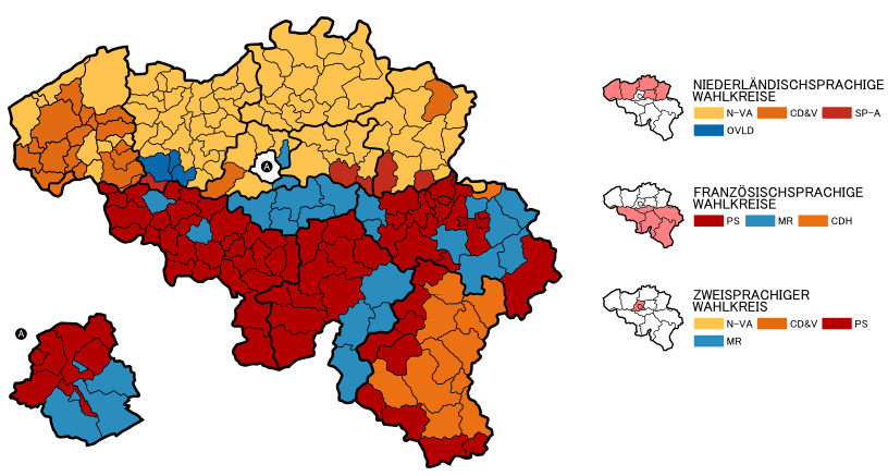 Wahlkreiskarte – Stärkste Partei nach Wahlkanton