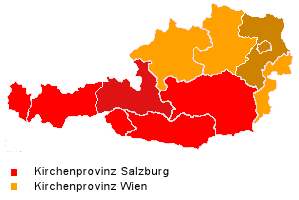 Karte der Kirchenprovinzen in Österreich