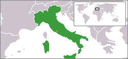 Map indicating locations of Italy and Holy See