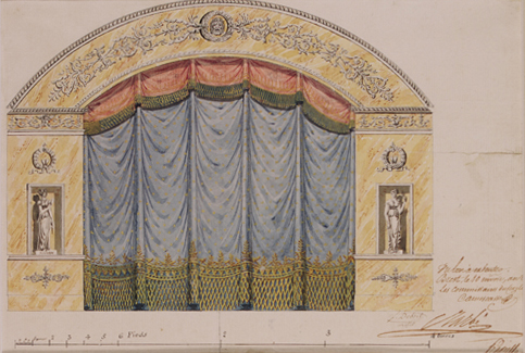 Transformable room for show, concert and dance, 1779.
