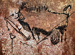 The vanquished bird-headed man from Lascaux