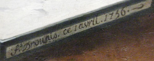 Drouais's signature in Family Portrait in the collection of the National Gallery of Art