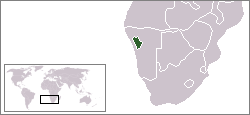 Location of Damaraland (green) within South West Africa (grey).