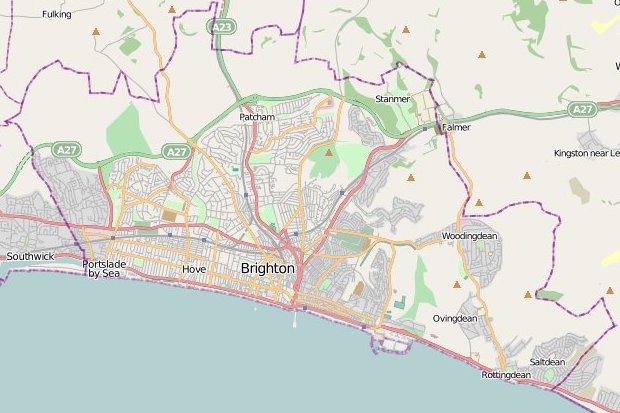 Interactive map of Brighton and Hove. Hover over points to see conservation area name.