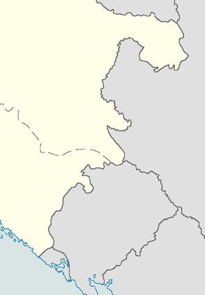 Map of the eastern half of the NDH showing the locations of Trebinje, Nevesinje, Bileća, and Gacko and Avtovac