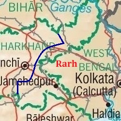 Map showing the area of Rarh