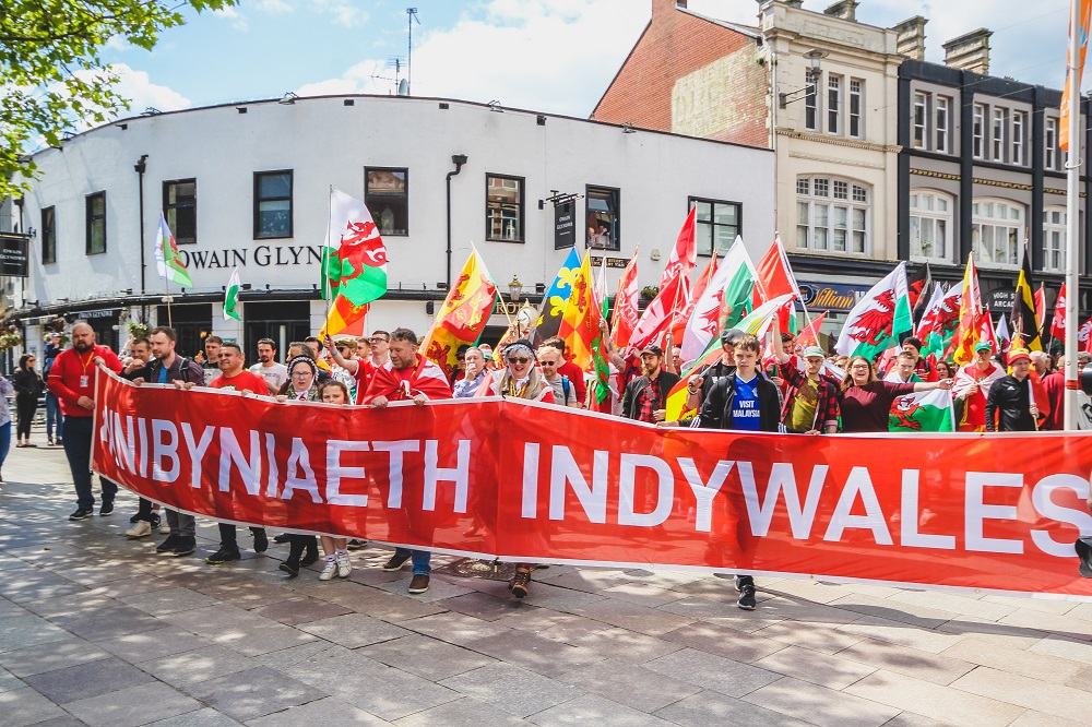 Propel Leader Neil McEvoy at the AUOB Cymru March for Independence in Cardiff, 11 May 2019
