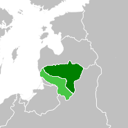Map of the Lithuanian Soviet Socialist Republic in 1919, with uncontrolled territory shown in light green.