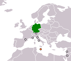 Map indicating locations of Germany and Malta