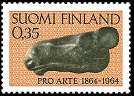 Elk's Head on a 1964 Finnish stamp