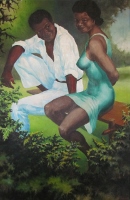 Enamorados. Nature and the greenery of Esmeraldas feature heavily in Andrade's painting.