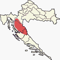 Approximate region of Lika within Croatia