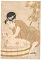 Kitagawa Utamaro's woodcut print Bathtime (行水, Gyōzui), c.1801, 37.3 cm × 25.1 cm (14.7 in × 9.9 in), Metropolitan Museum of Art