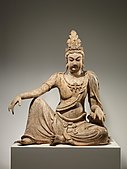 Bodhisattva Avalokiteshvara in water moon form (Shuiyue Guanyin); 11th century; wood (willow) with traces of pigment, multiple-woodblock construction; height: 118.1 cm, width: 95.3 cm, depth: 71.1 cm; Metropolitan Museum of Art