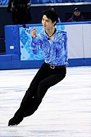 Yuzuru Hanyu performing his short program to "Parisienne Walkways" in the individual event of the 2014 Winter Olympics