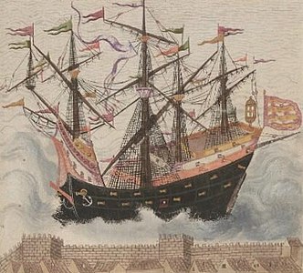A four-masted Turkish carrack, 1586