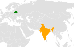 Map indicating locations of Belarus and India