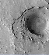 Crater in the middle of Cassini, as seen by HiRISE. Layers may have been deposited under water since it is believed that Cassini once held a giant lake.