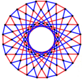 3{8}2, or , with 72 vertices in black, and 48 3-edges colored in 2 sets of 3-edges in red and blue[15]