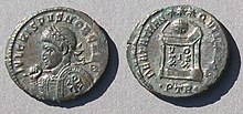 chi rho on a coin of Crispus c. 326