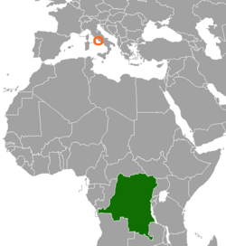 Map indicating locations of Democratic Republic of the Congo and Holy See