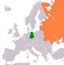 Map indicating locations of East Germany and Soviet Union