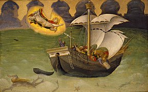 St. Nicholas Saves a Ship from a Storm (1425), by Gentile da Fabriano, Pinacoteca Vaticana, Vatican City.