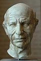 Head of an old Roman, c. 60 BC. The realistic rendering of old age (baldness, face and neck wrinkles) corresponds to the esthetic ideal of the end Republic.