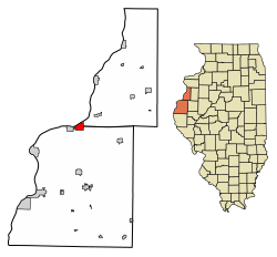 Location of Dallas City in Henderson County, Illinois.