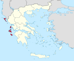 Location of Ionian Islands Region