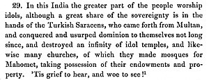 Jordanus, on the destructions of the "Turkish Saracens" in India (Mirabilia descripta, written in 1329–1338).[8][9]