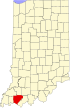 State map highlighting Warrick County