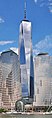 55. Image of the One World Trade Center tower in 2014, which is one of the replacements for the Twin Towers in the World Trade Center, following the 9/11 terrorist attacks.
