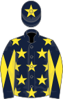 Dark blue, yellow stars, diabolo on sleeves and star on cap