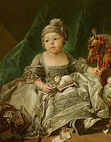 François Boucher, 1750, Philippe Egalité, then Duke of Montpensier, aged three, with toys prophetically including playing-cards.