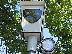 A red light camera in use in Beaverton, Oregon, US