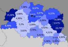 Russians in the region   >15% (15.51%)   10–15%   8–10%   5–8%   <5%
