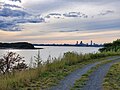 Shoreline trail with Boston skyline