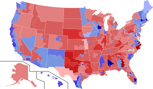 Results shaded according to winning candidate's share of the vote