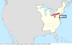 Map of the change to the United States in central North America on July 2, 1779