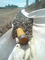 Highway French drain under construction