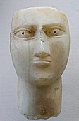 South Arabian head; 300-1 BC; alabaster; height: 20.5 cm, length: 11 cm, depth: 8.5 cm; Louvre