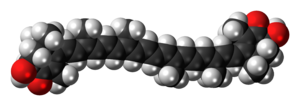 Space-filling model of the astaxanthin molecule