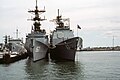 Ticonderoga-class cruiser (right) compared to the Spruance class