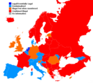 Map of Europe illustrating the legality of cannabis